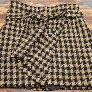 MNG/MANGO Brown Houndstooth Skirt w/ Belt